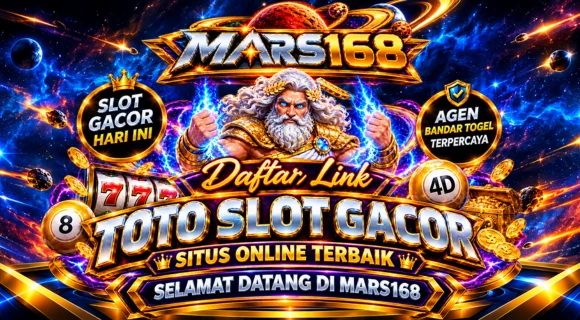 Banner sambutan MARS168 dengan kategori toto dan slot